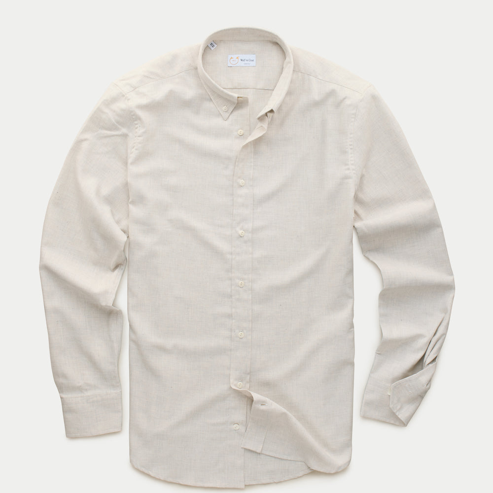 Long Sleeve Slim Before-Dinner Button Down Cotton Shirt Vintage Cotton