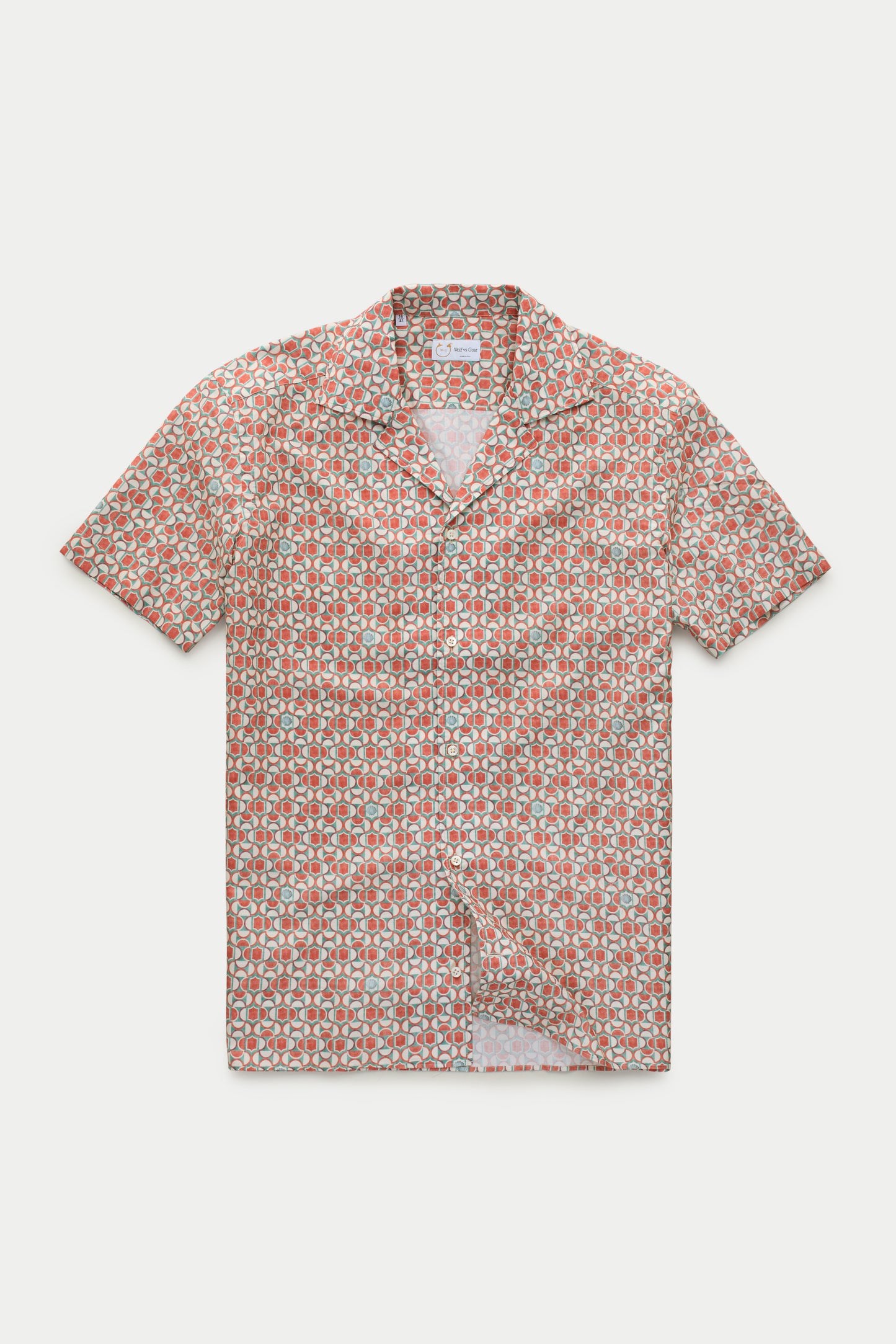 Bowling Cotton Shirt Terracotta Tile Print