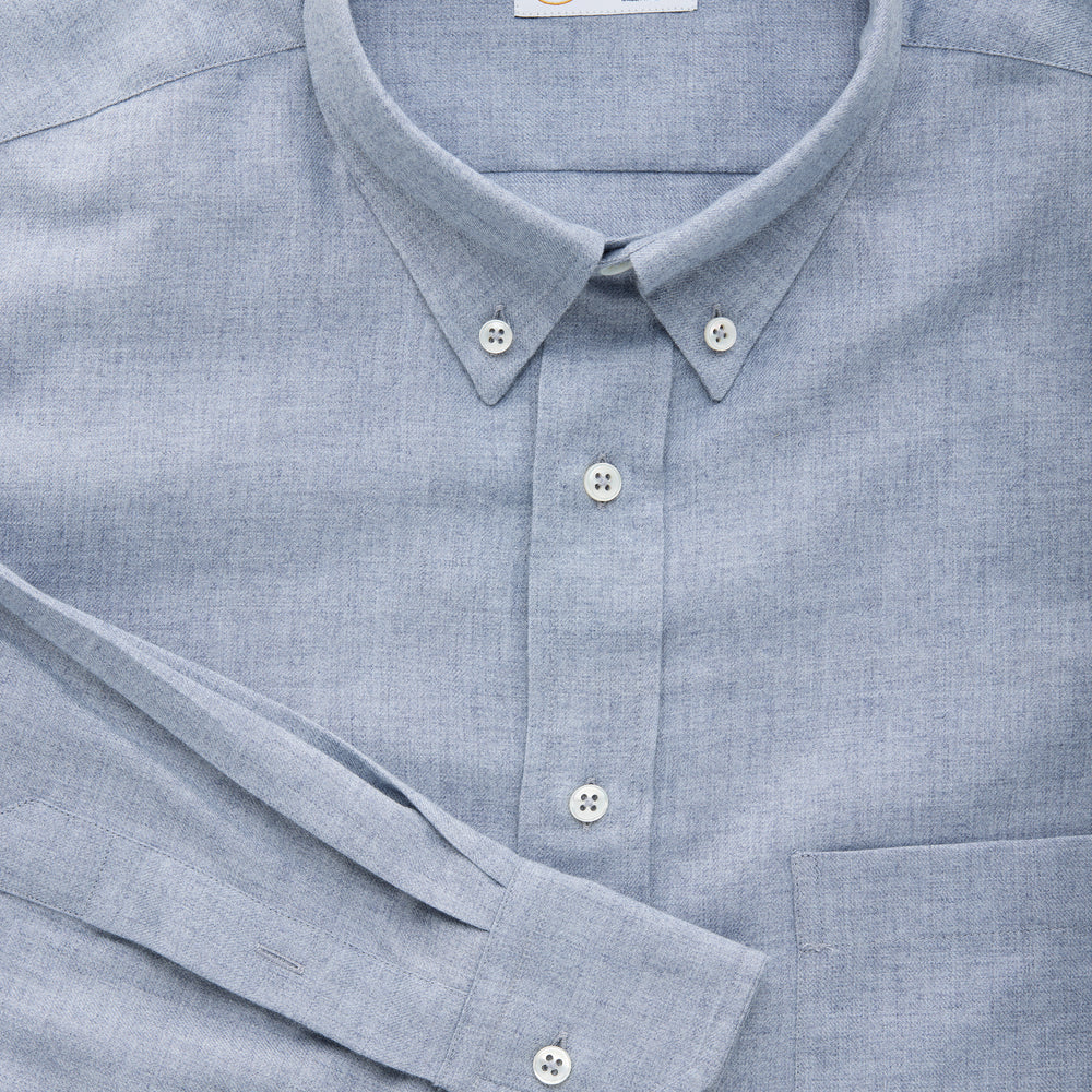 
                  
                    Regular Long Sleeve Button Down Cotton Cashmere Shirt Chambray Blue
                  
                