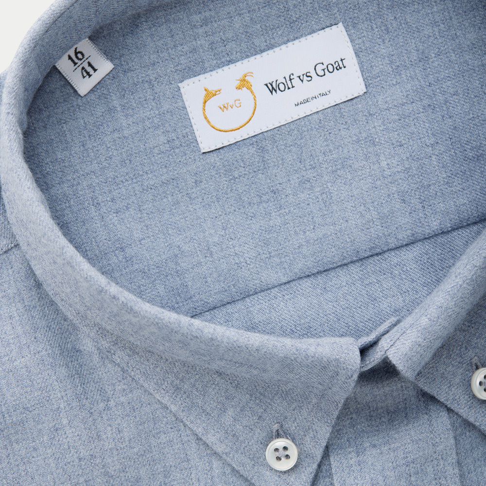 
                  
                    Regular Long Sleeve Button Down Cotton Cashmere Shirt Chambray Blue
                  
                