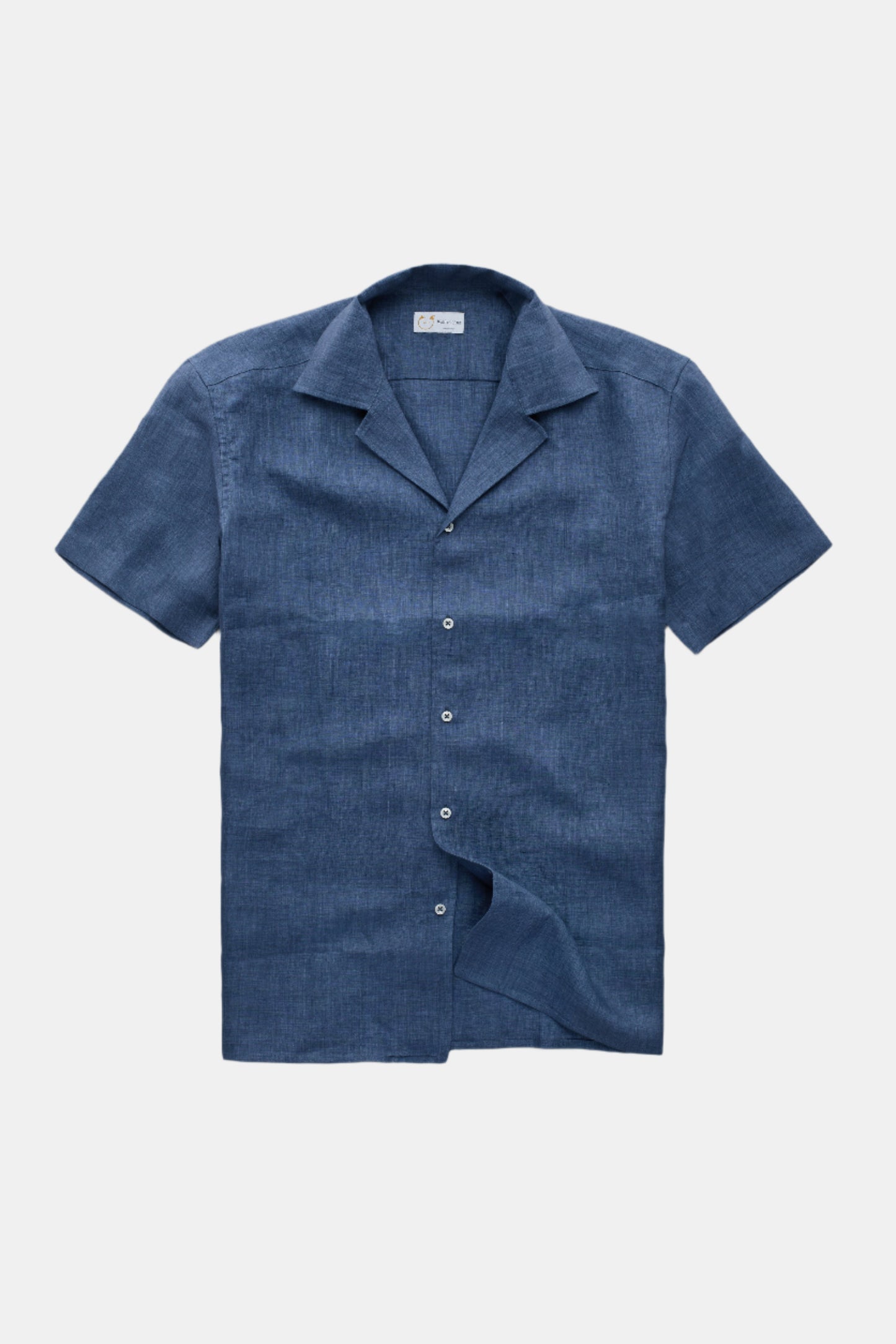 Linen Bowling Shirt Blue Caracas Delave