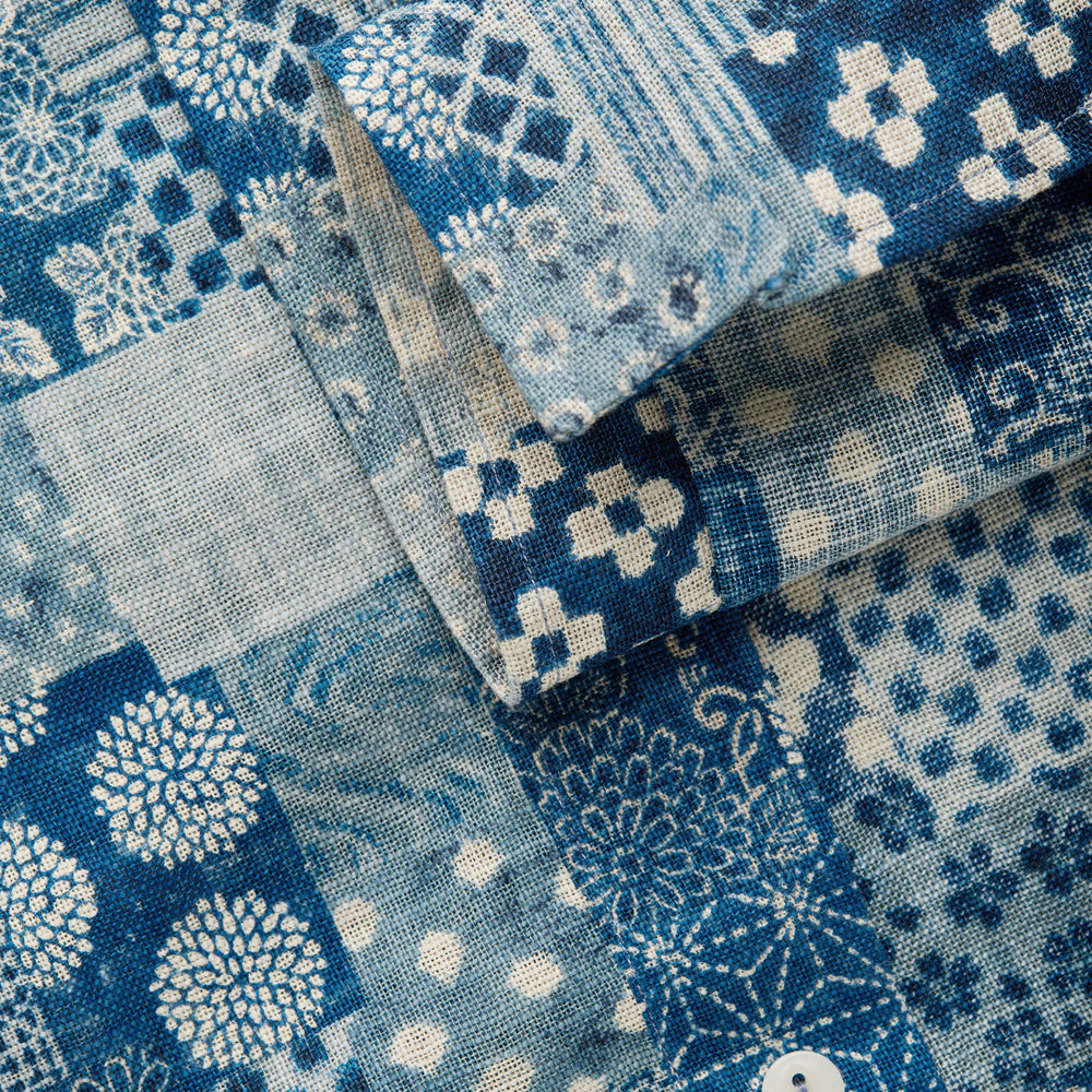 
                  
                    Regular Long Sleeve Button Down Cotton Shirt Blue Patchwork
                  
                