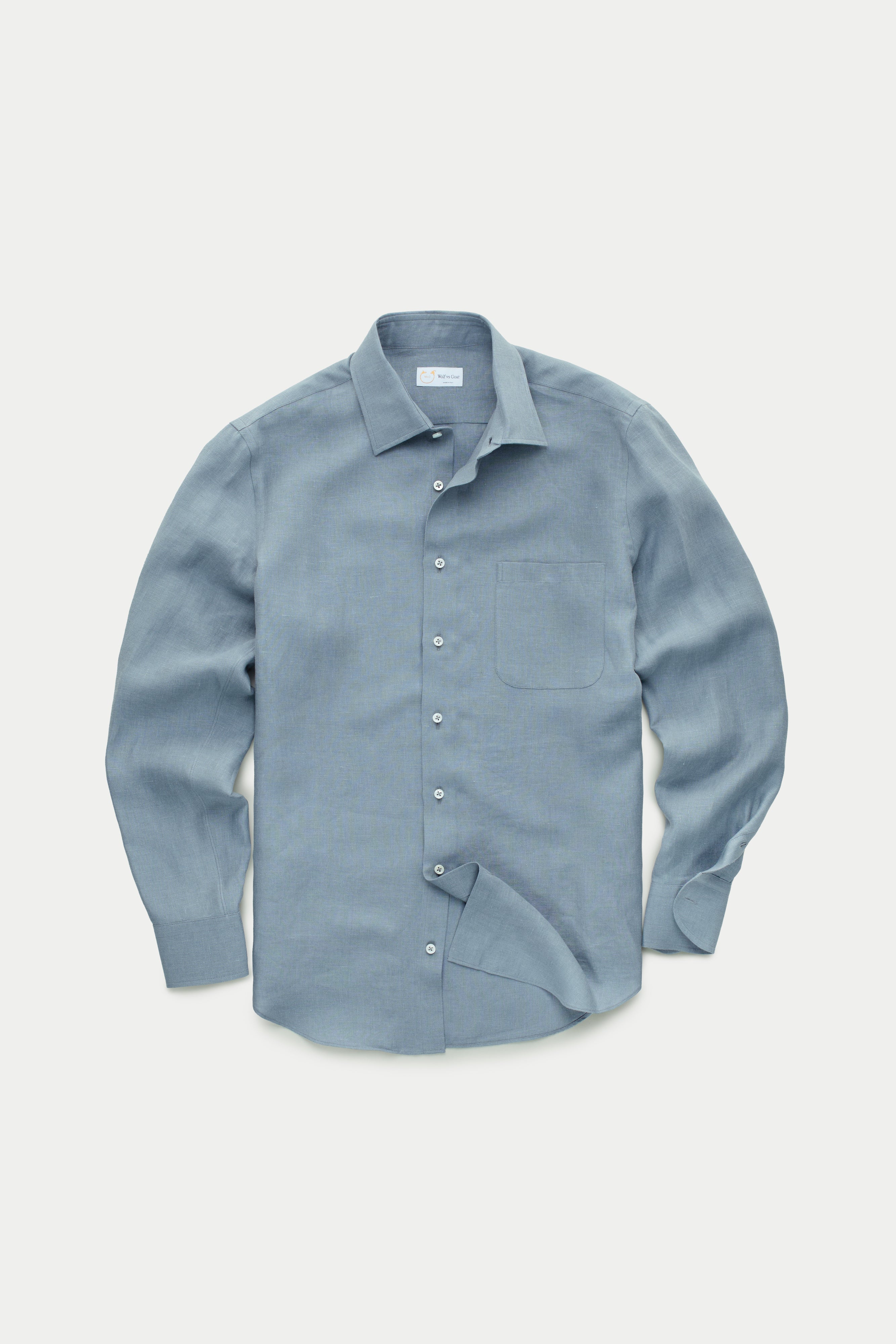 After-Dinner Linen Shirt in Steel Blue: Breathable Italian