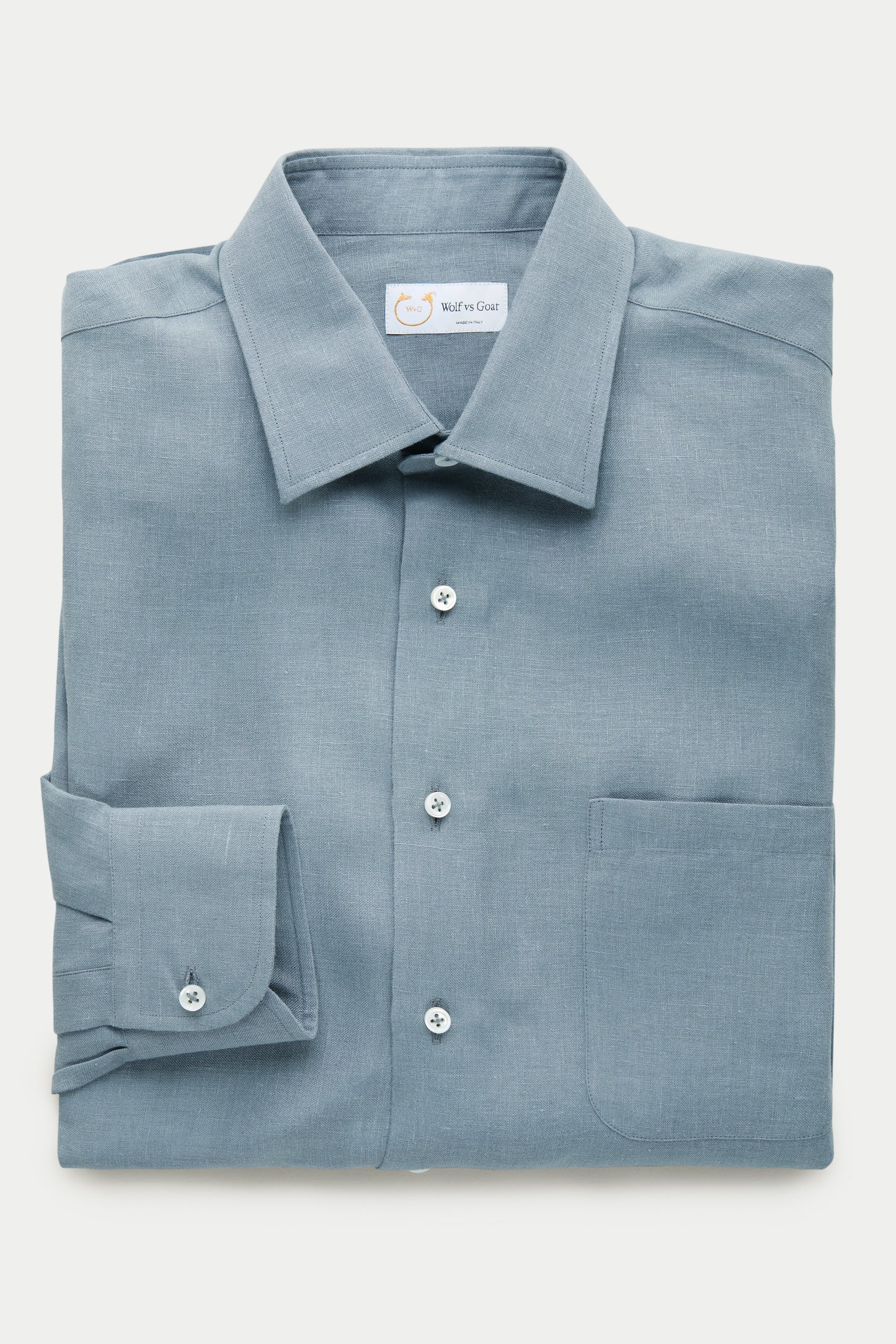 After-Dinner Linen Shirt in Steel Blue: Breathable Italian Craftsmanship