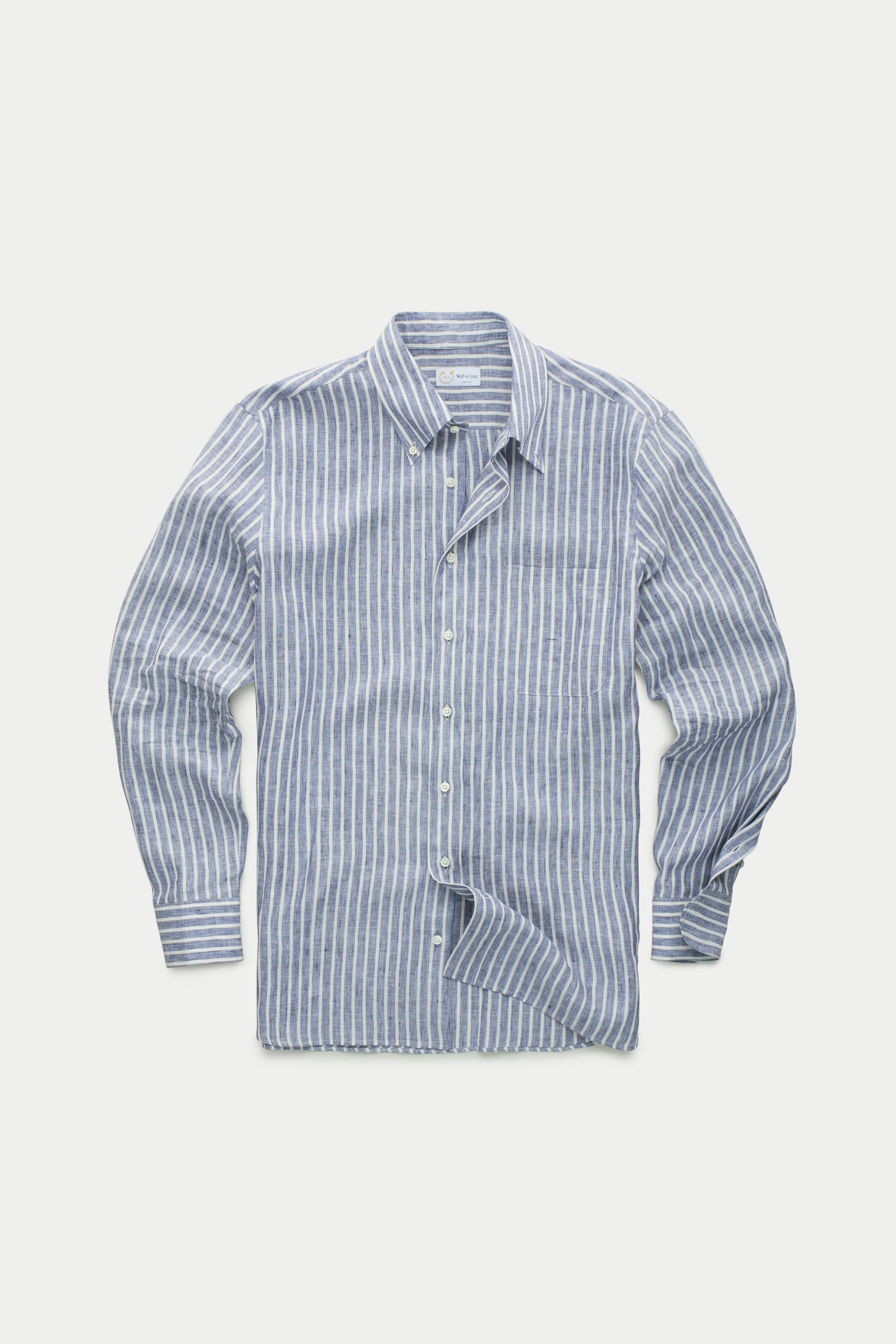 Preppy Linen Shirt Light Blue and White Stripes