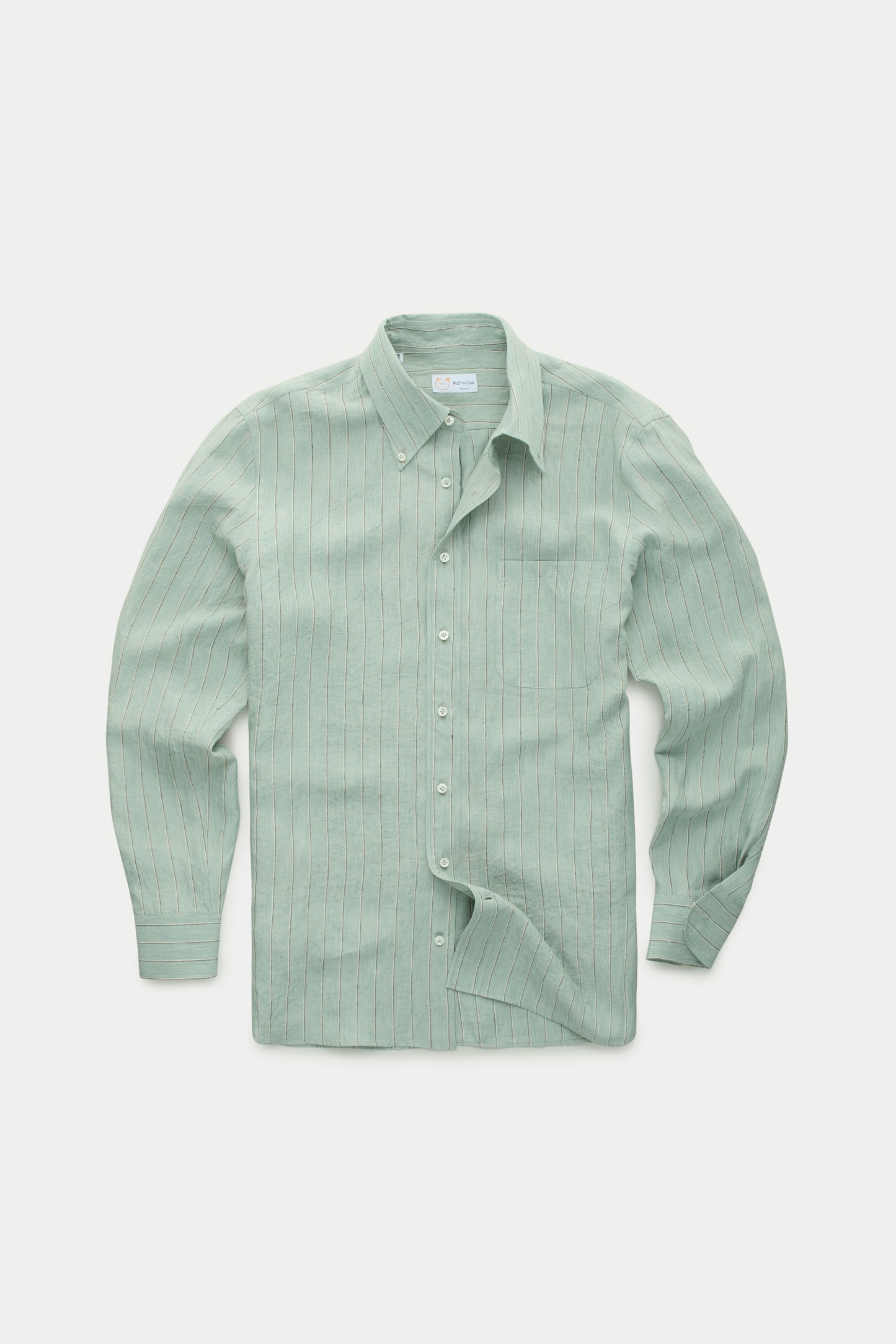 Preppy Linen Shirt Seafom Green Stripes