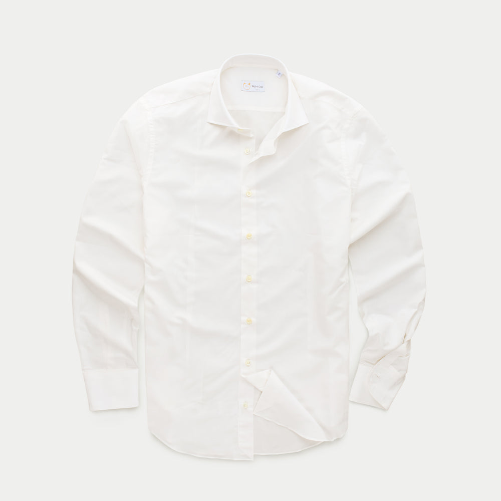 Long Sleeve Slim Before-Dinner Button Up Cotton Silk Shirt White