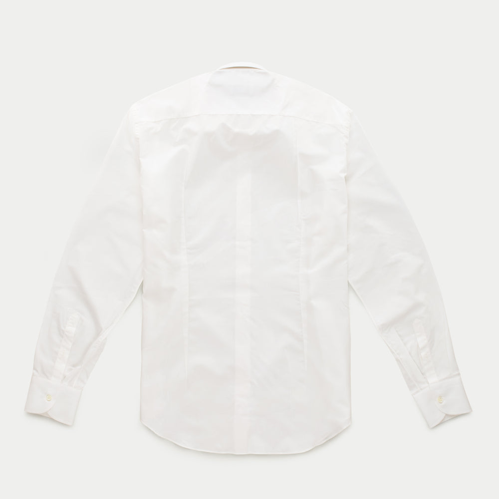 Long Sleeve Slim Before-Dinner Button Up Cotton Silk Shirt White