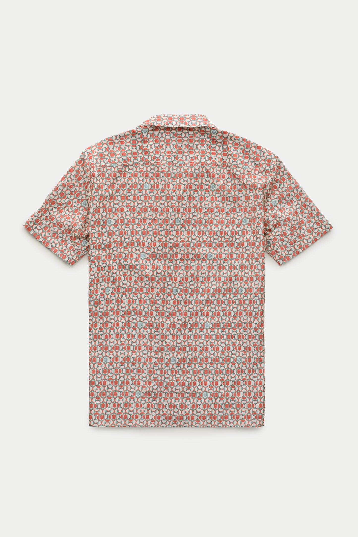 Bowling Cotton Shirt Terracotta Tile Print