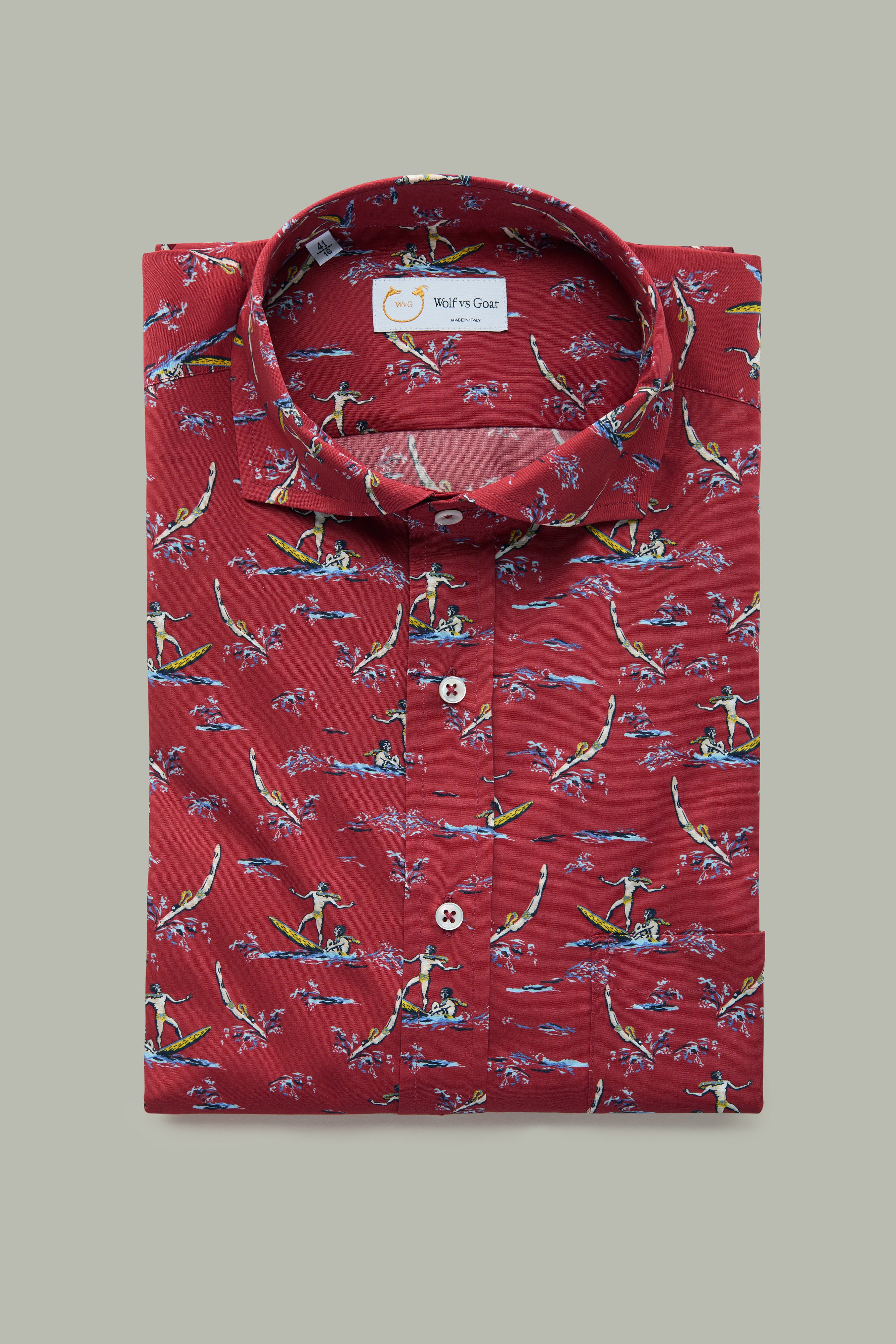 Red Surfers Shirt: Shop the Cotton Button Up - Wolf vs Goat