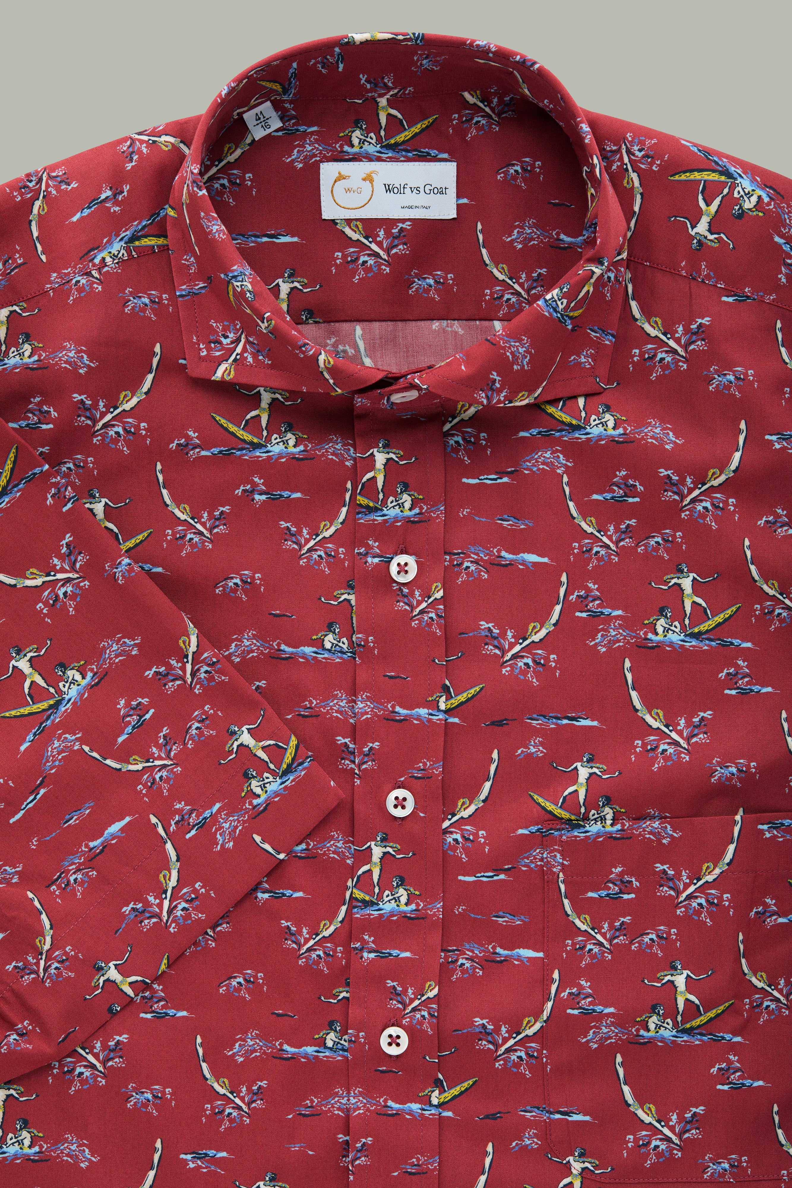 Red Surfers Shirt: Shop the Cotton Button Up - Wolf vs Goat