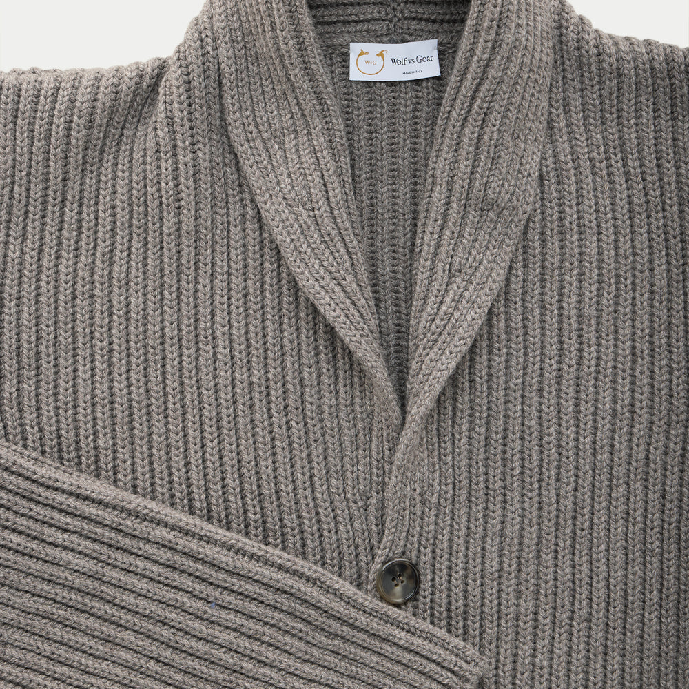 
                  
                    Wool Chunky Shawl Collar Cardigan Cocoa Powder
                  
                
