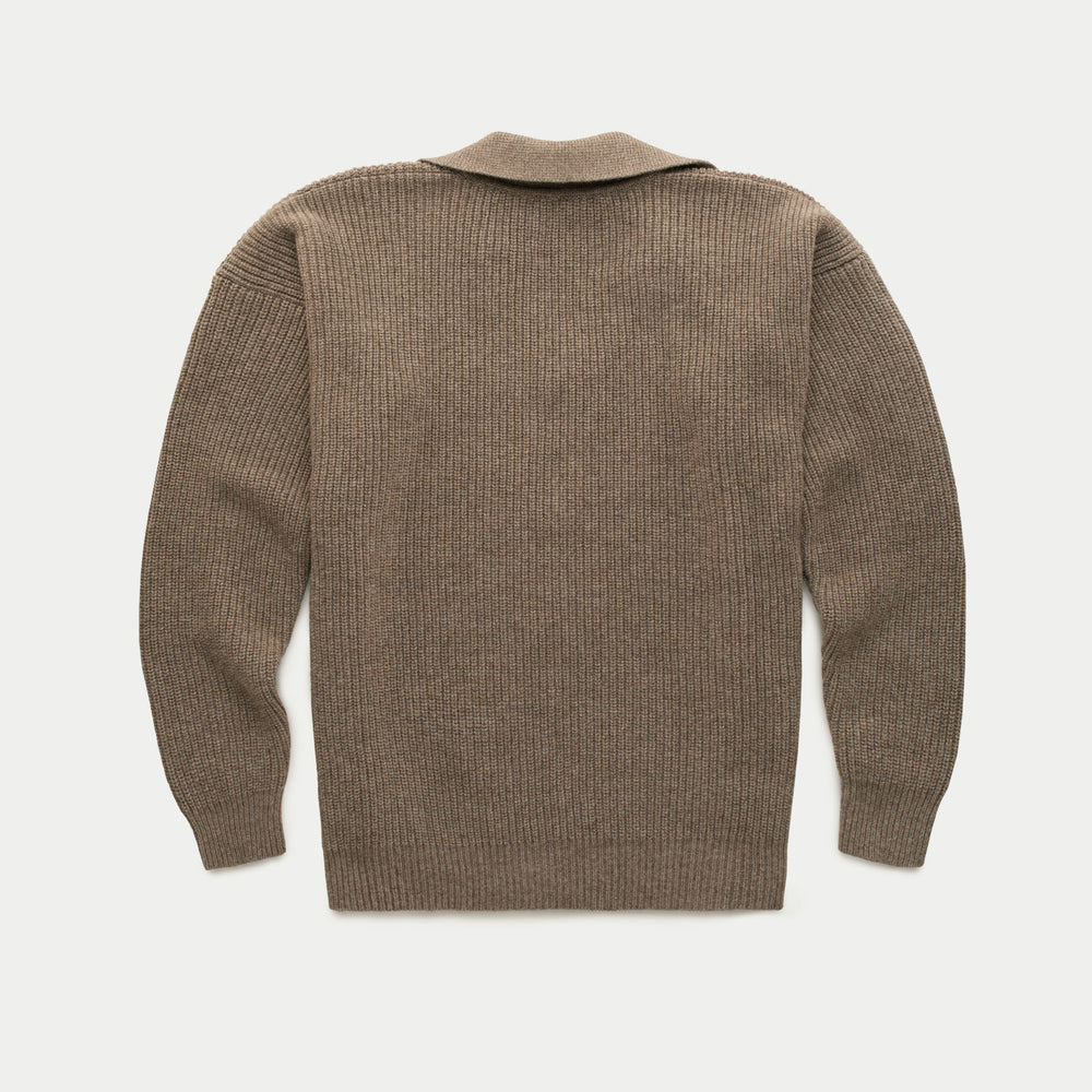 Knitted Oversize Johnny Collar Yak Sweater