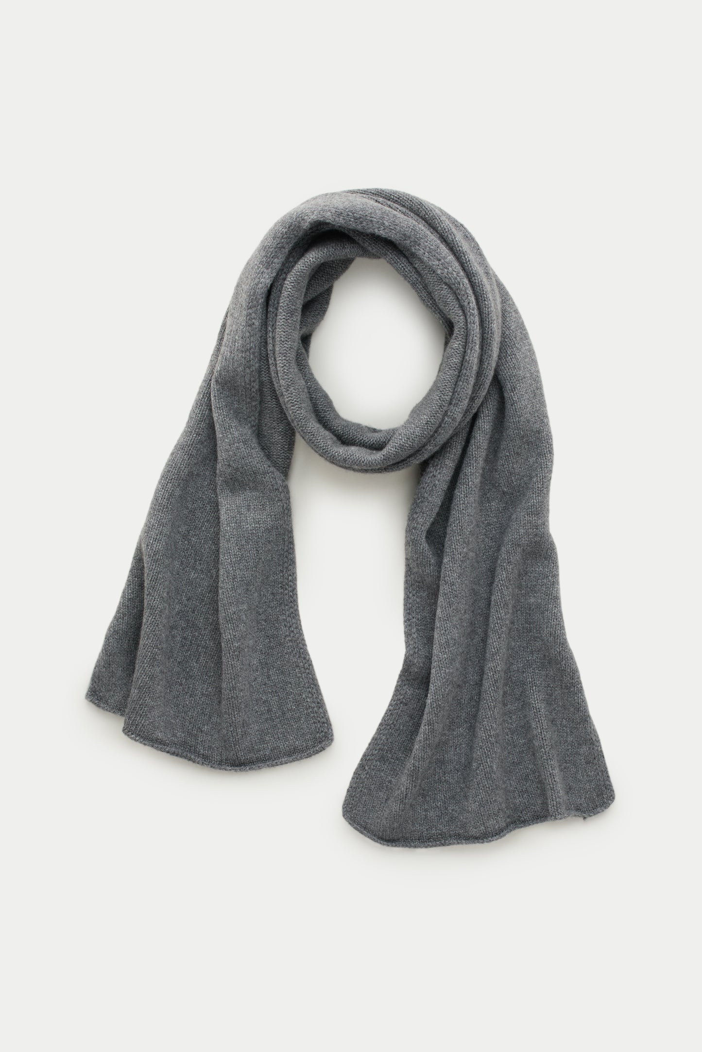 Knitted Maglia Rasata Cashmere Scarf Charcoal Grey