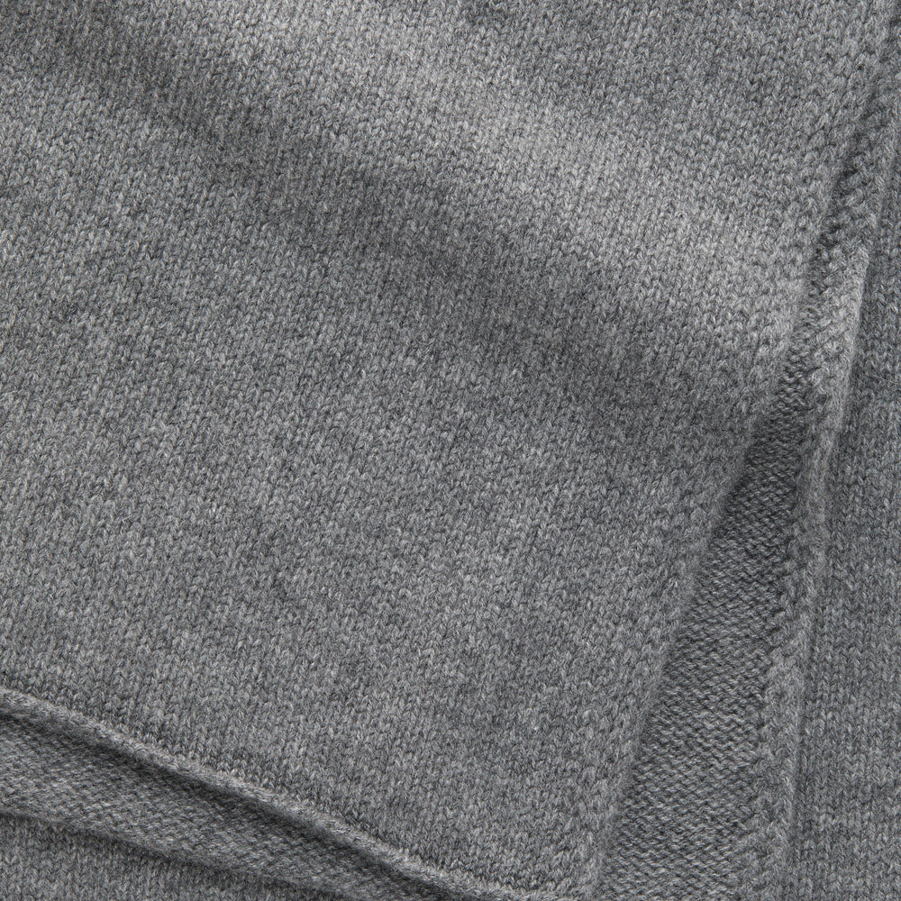 Knitted Maglia Rasata Cashmere Scarf Charcoal Grey
