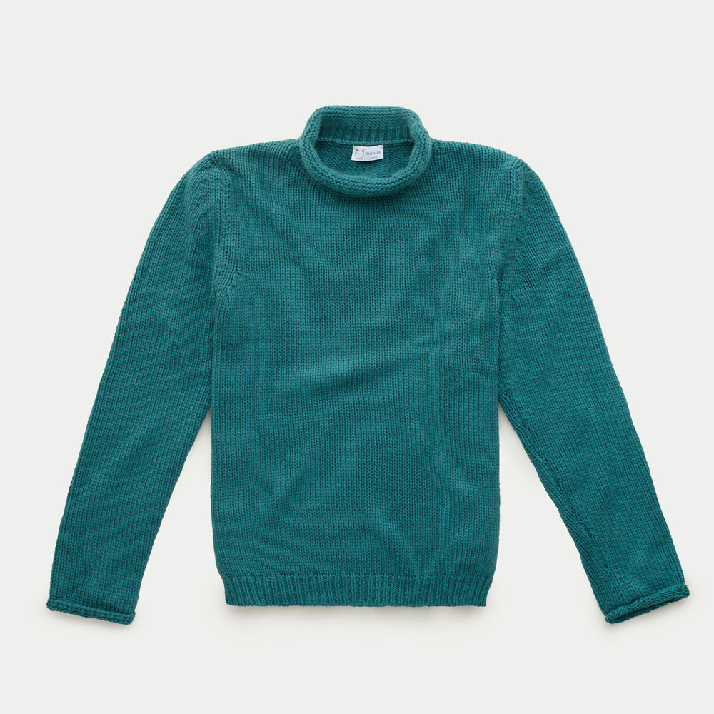 Cashmere Chunky Roll Neck Sweater Blue Green