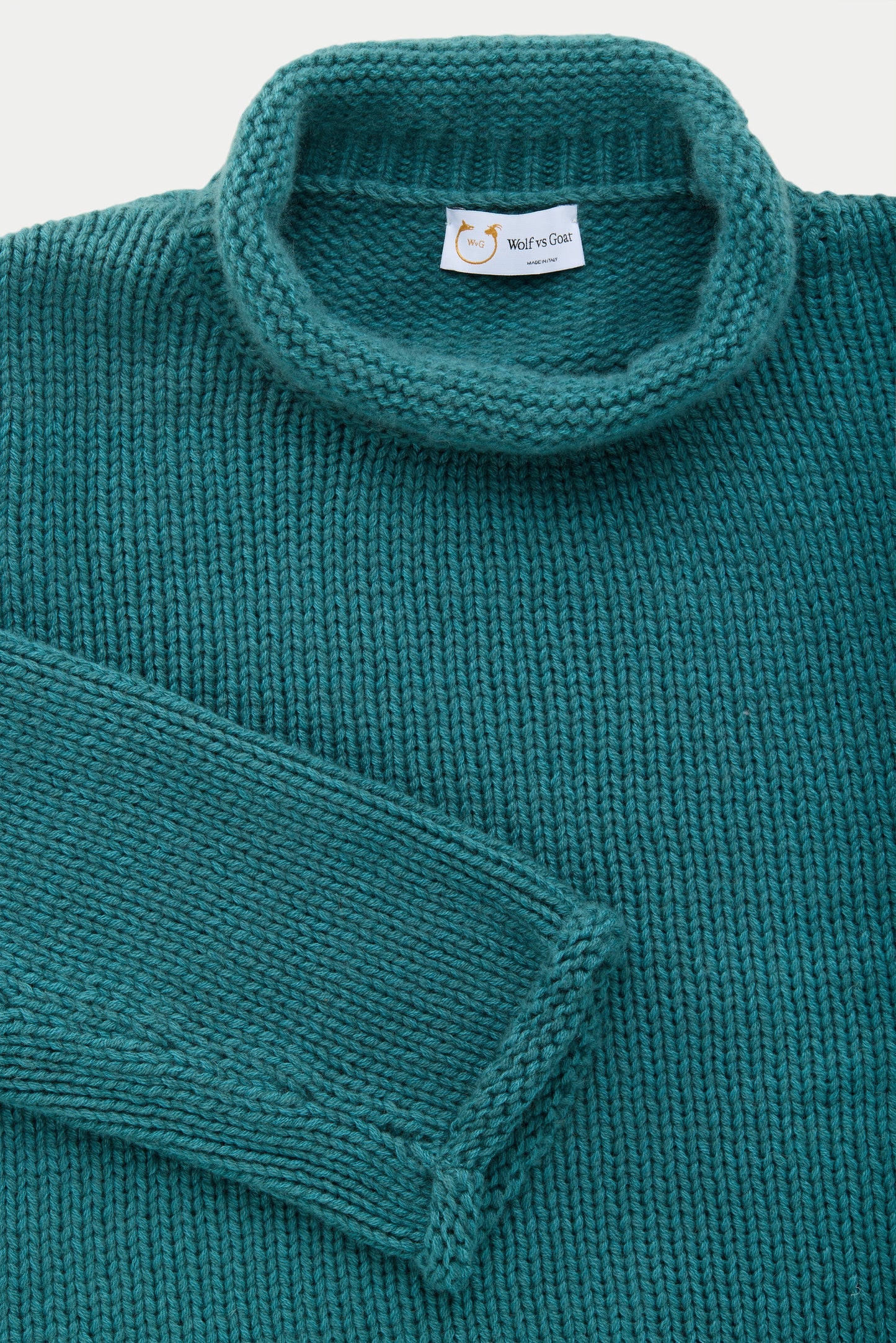 Cashmere Chunky Roll Neck Sweater Blue Green