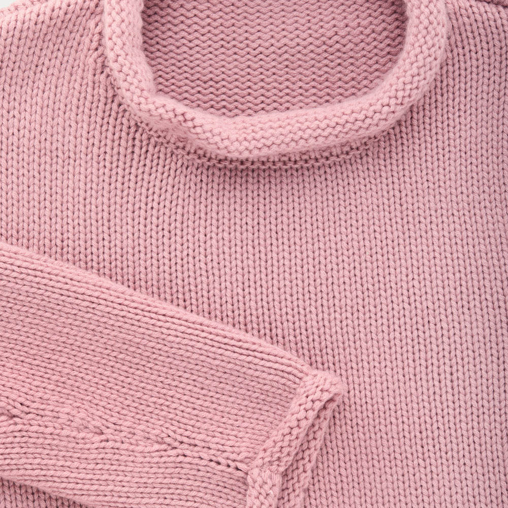 Cashmere Chunky Roll Neck Sweater Rose Stone