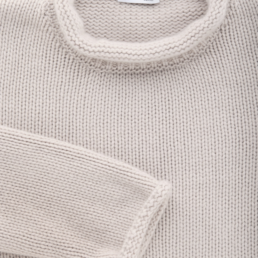 Cashmere Chunky Roll Neck Sweater Soft Beige