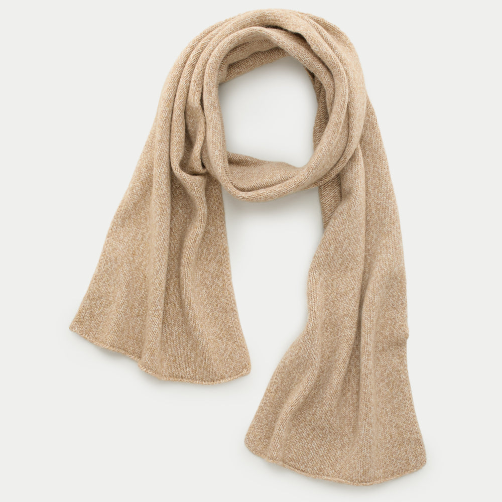 Knitted Maglia Rasata Cashmere Scarf Coffee Cream