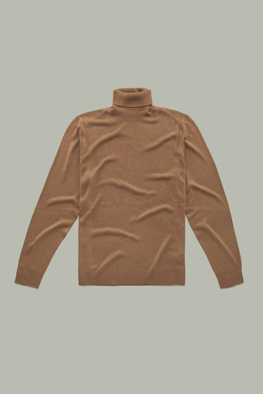 Long Sleeve Turtleneck Bamboo Cashmere Sweater Camel