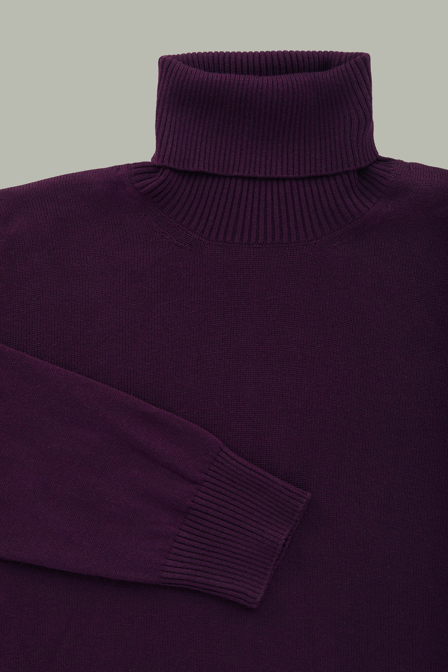Long Sleeve Turtleneck Bamboo Cotton Cashmere Blend Knitted Sweater Purple