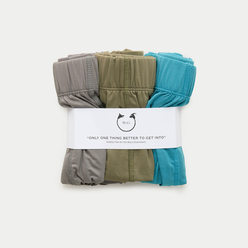 Lyocell Boxer Briefs Charcoal Grey, Burnt Olive and Storm Blue 3 Pack