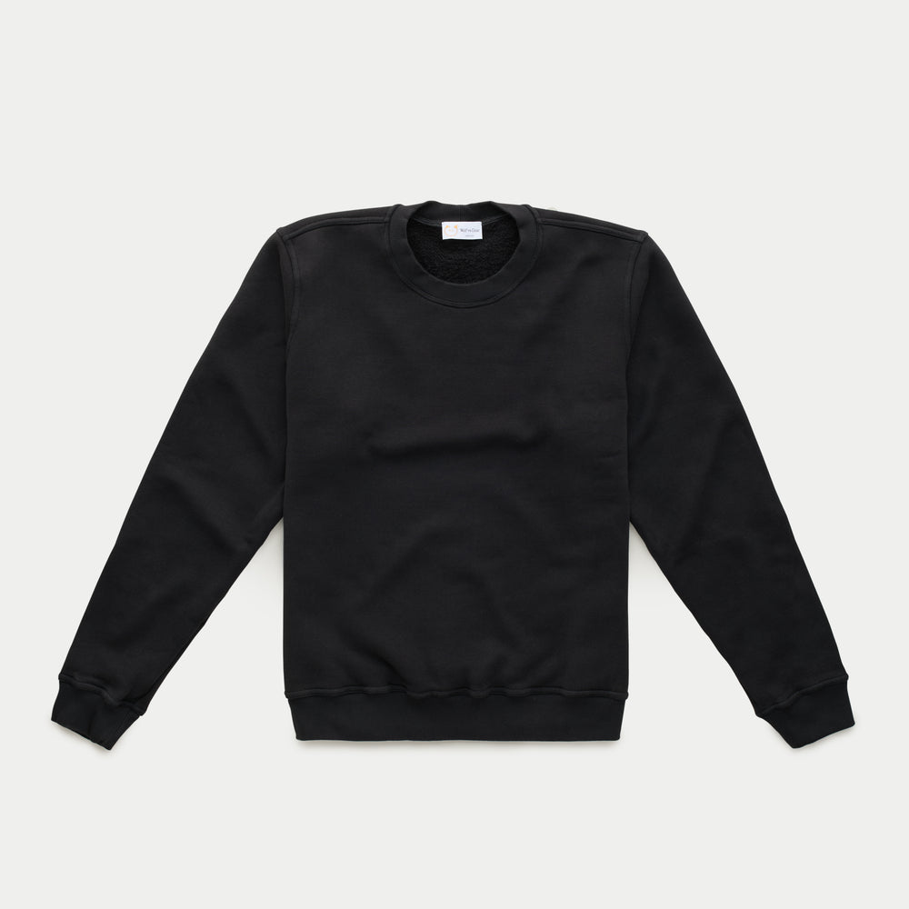 Cotton Fitted Crewneck Sweatshirt Black