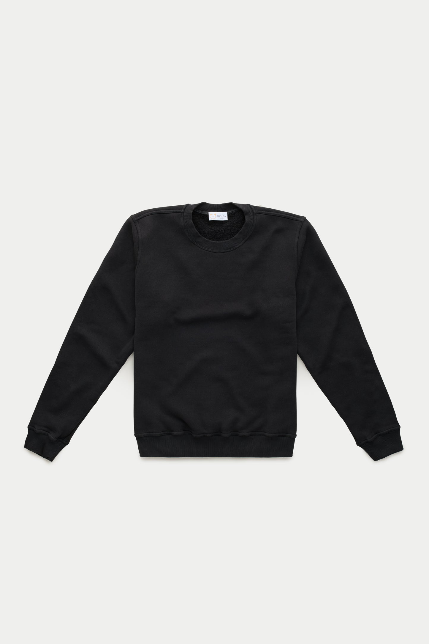 Cotton Fitted Crewneck Sweatshirt Black