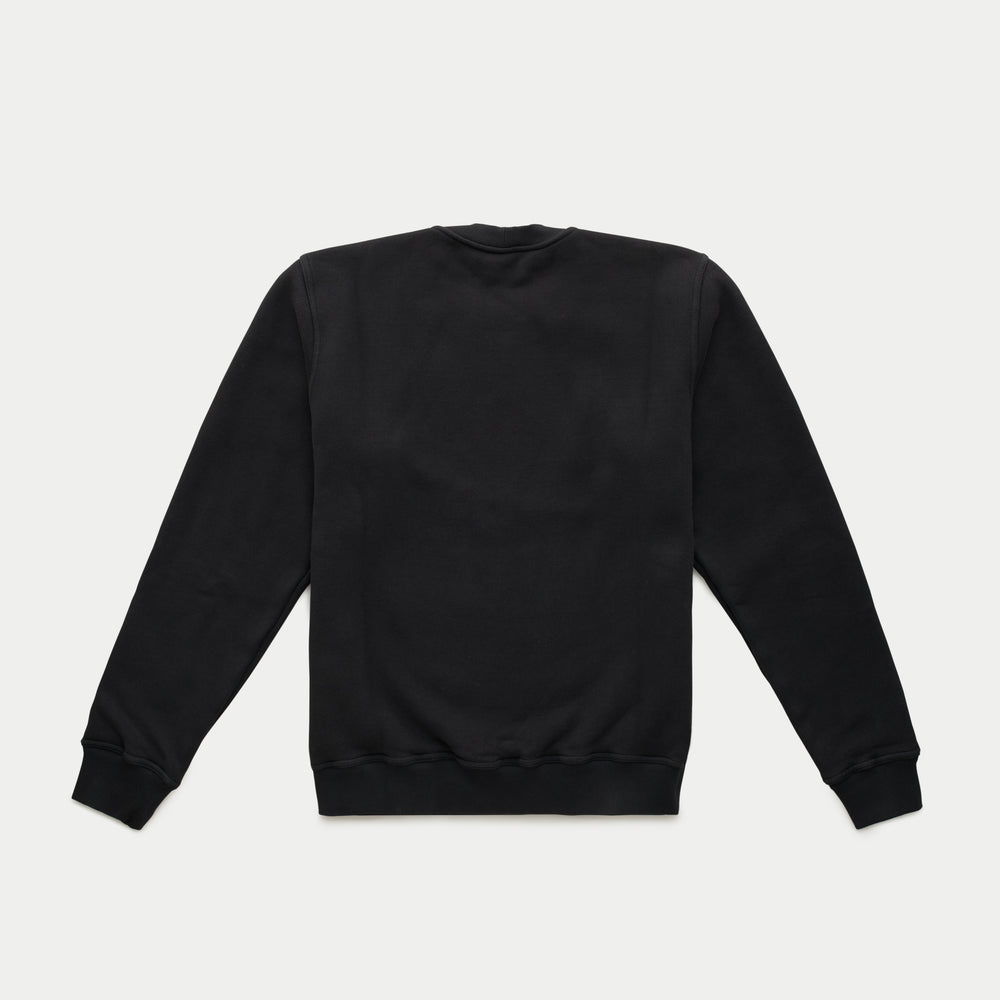 Cotton Fitted Crewneck Sweatshirt Black