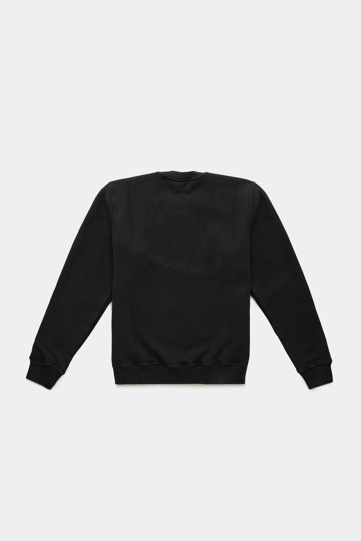 Cotton Fitted Crewneck Sweatshirt Black