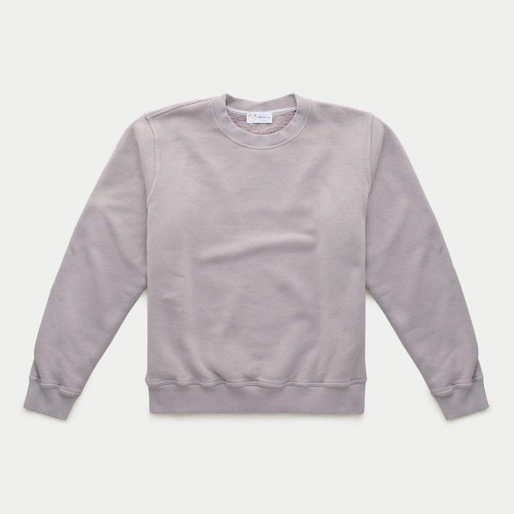 Cotton Fitted Crewneck Sweatshirt Gull Grey