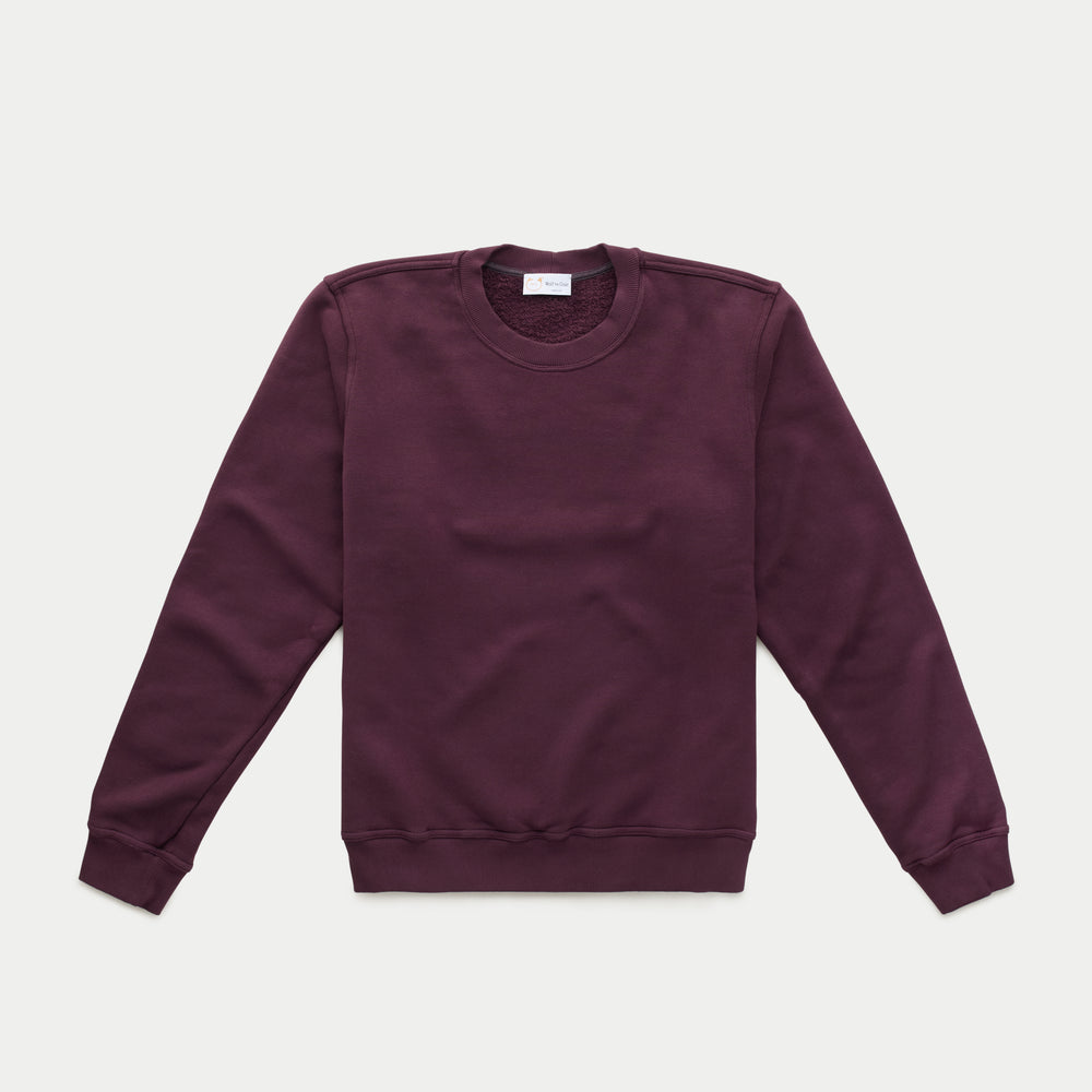Cotton Fitted Crewneck Sweatshirt Mulberry Wine