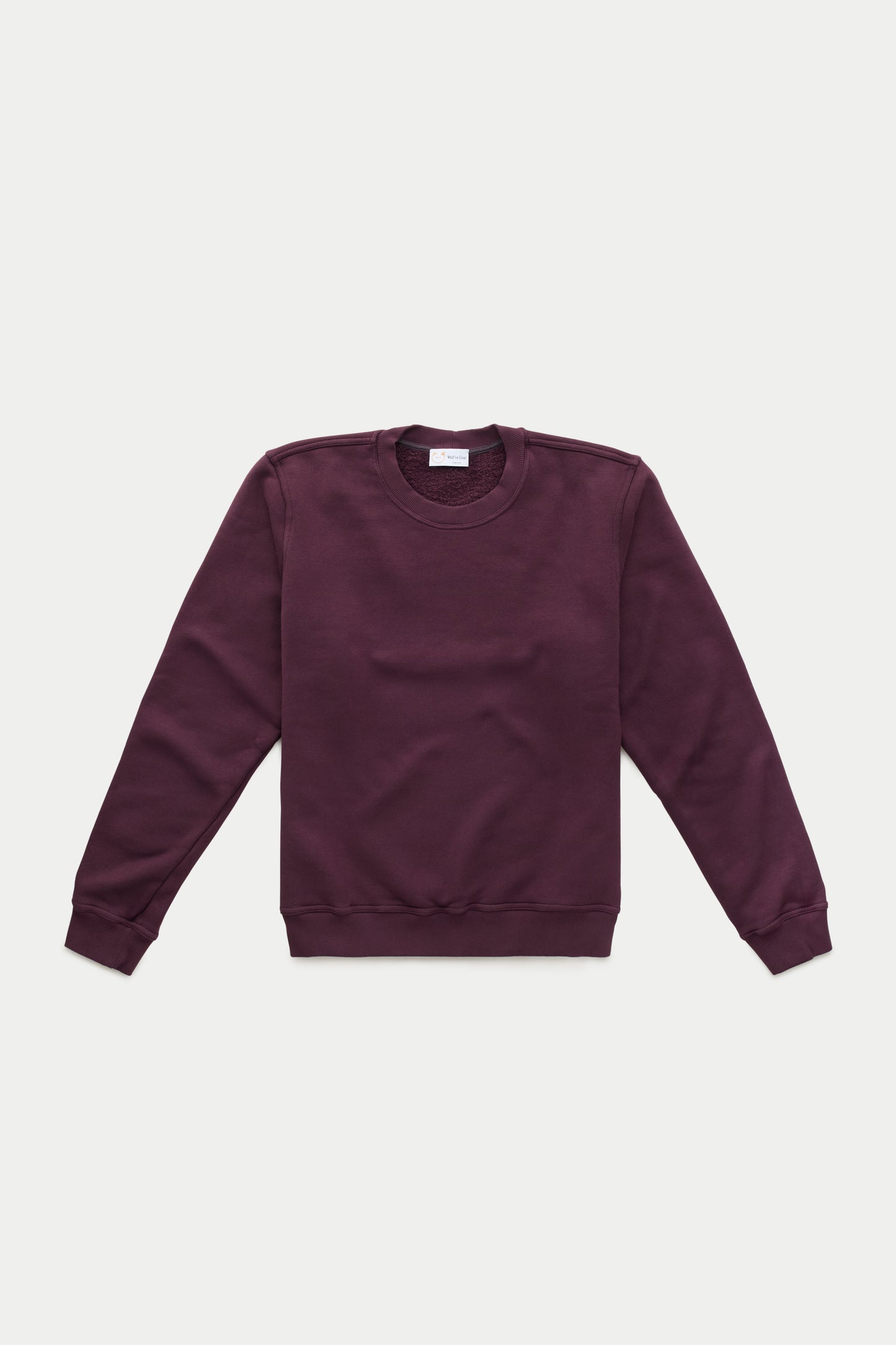 Cotton Fitted Crewneck Sweatshirt Mulberry Wine