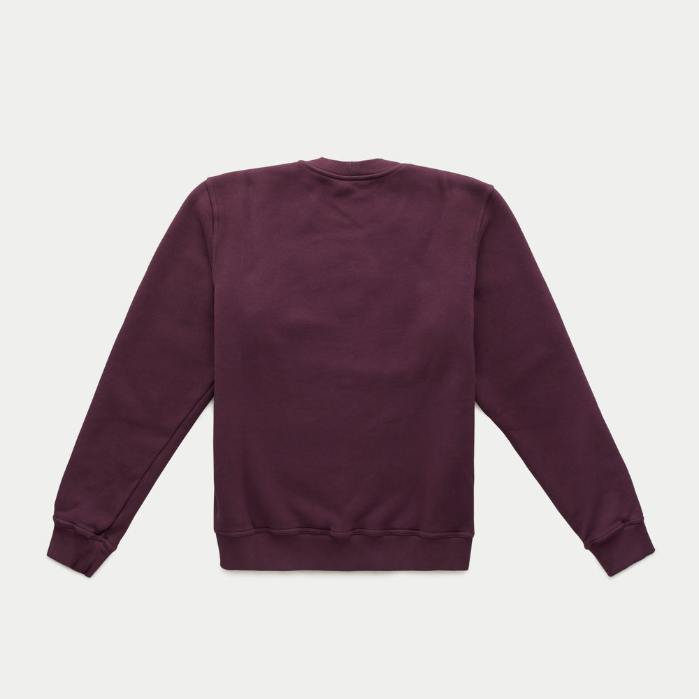 Cotton Fitted Crewneck Sweatshirt Mulberry Wine
