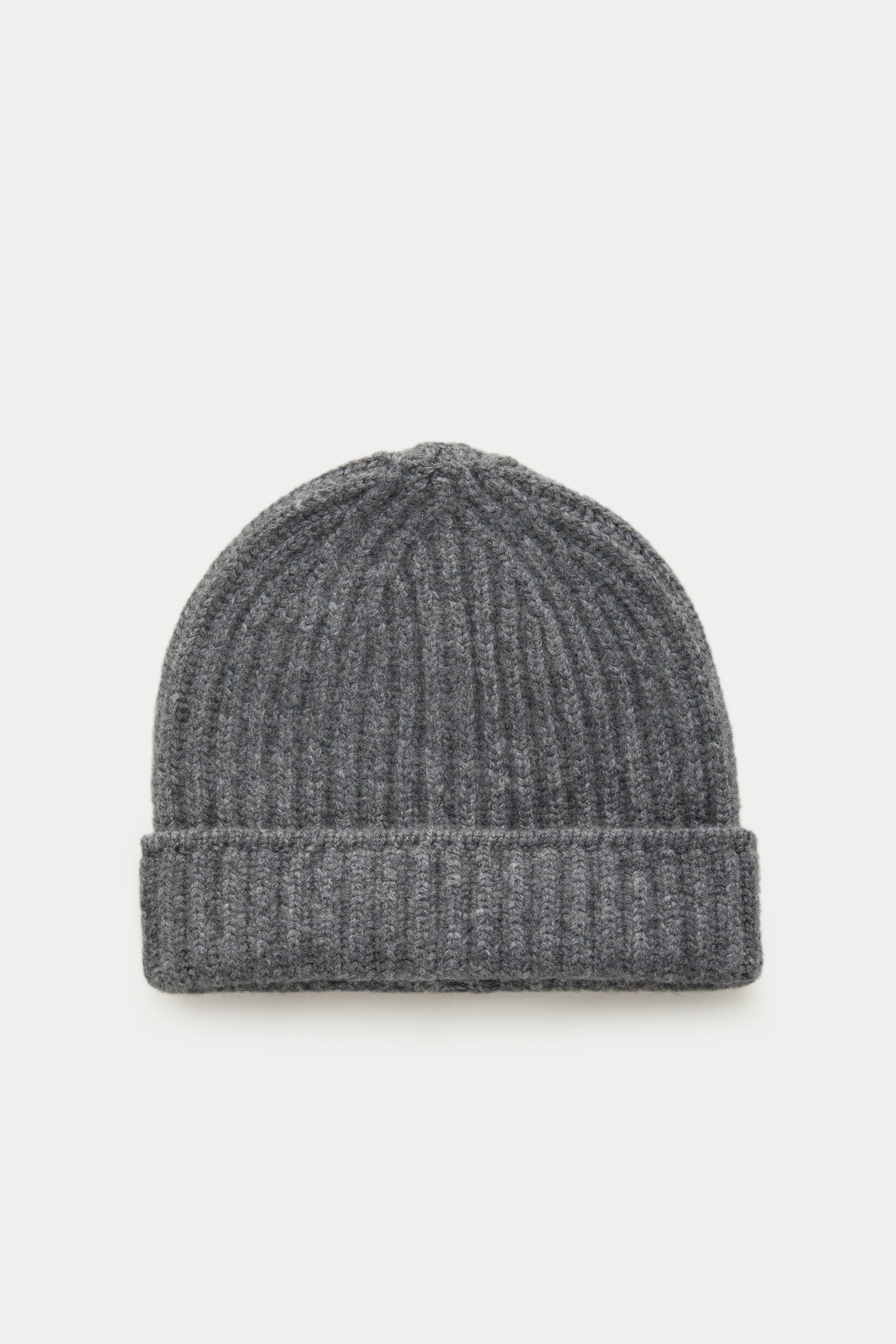 Wide Cuff Cashmere Beanie Dark Grey