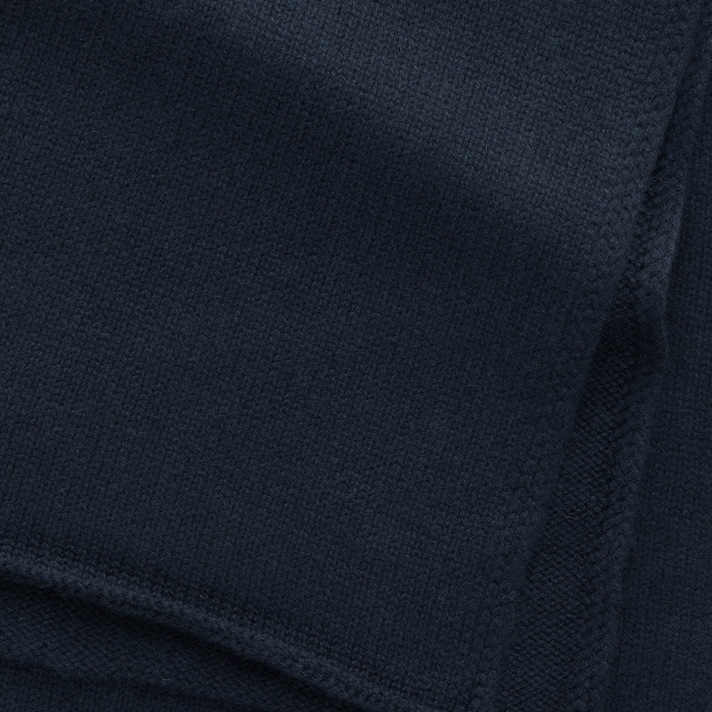Knitted Maglia Rasata Cashmere Scarf Dark Navy