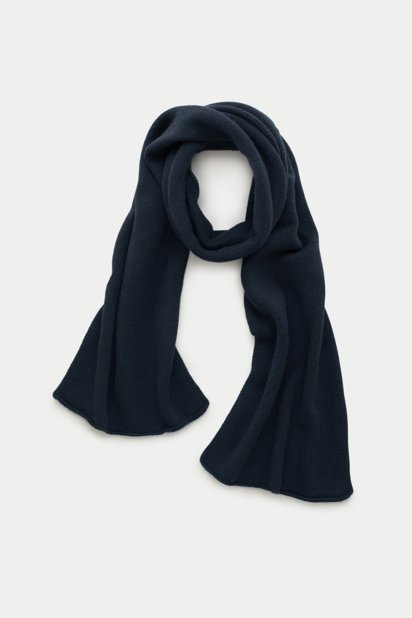 Knitted Maglia Rasata Cashmere Scarf Dark Navy