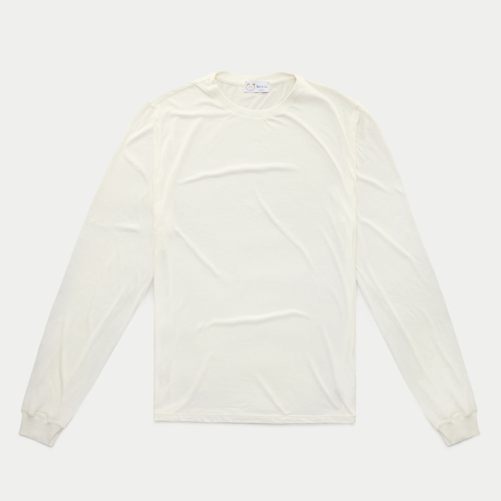 Bamboo Sorona Long Sleeve Crew Neck T-Shirt Milk Frost