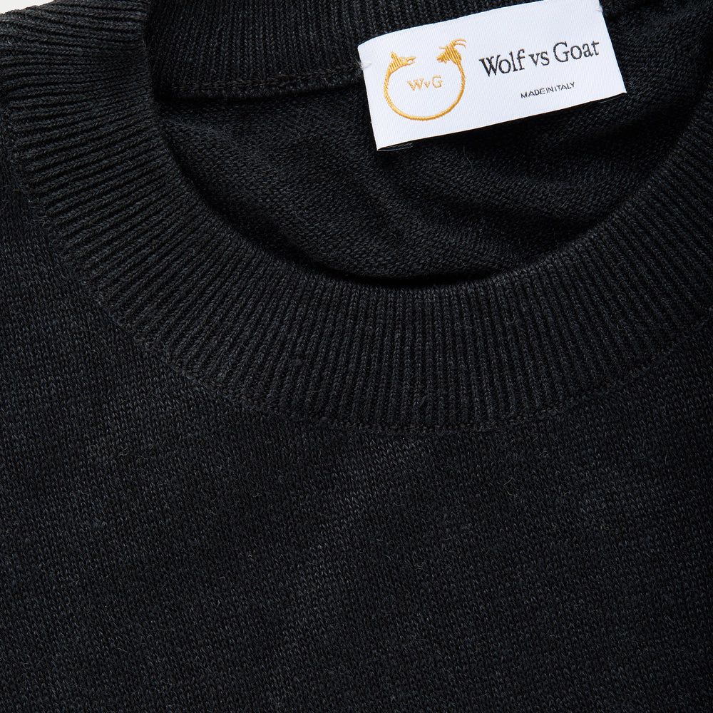 
                  
                    Short Sleeve Linen Cotton Knitted Crewneck Black
                  
                
