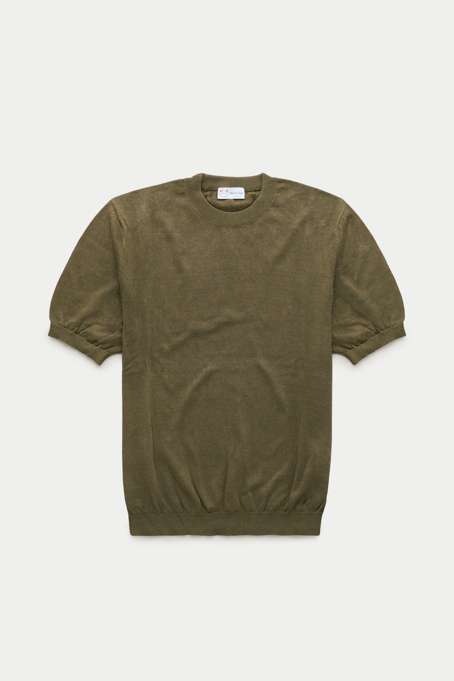 Short Sleeve Linen Cotton Knitted Crewneck Forest