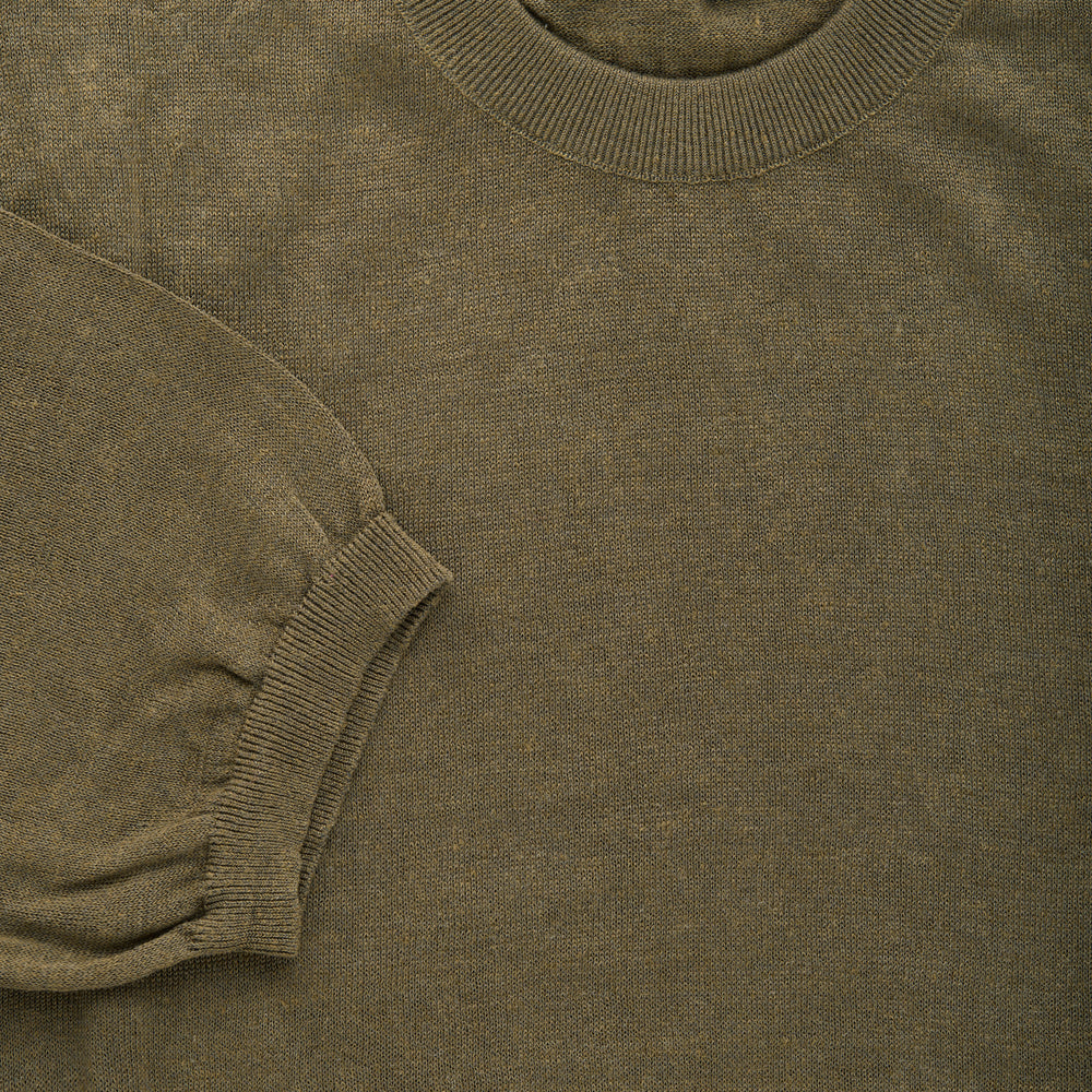 Short Sleeve Linen Cotton Knitted Crewneck Forest