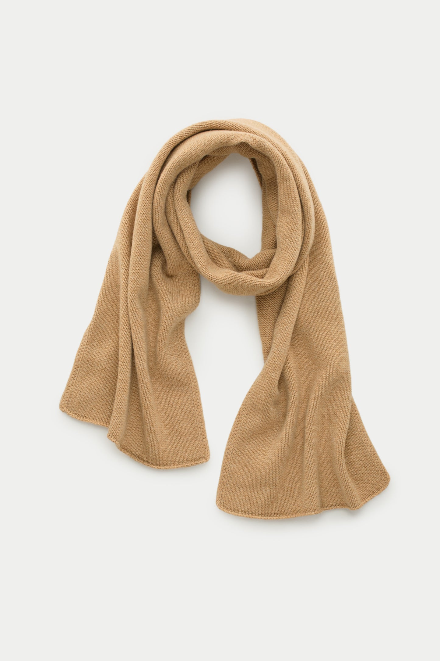 Knitted Maglia Rasata Cashmere Scarf Grano