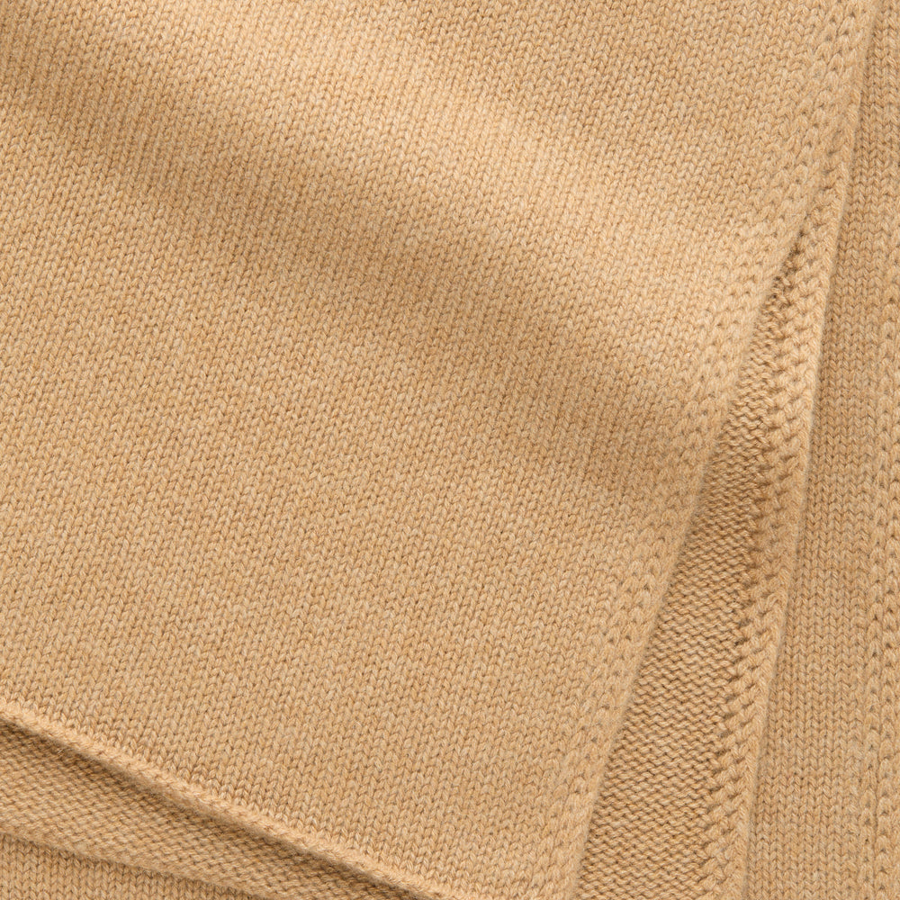 Knitted Maglia Rasata Cashmere Scarf Grano