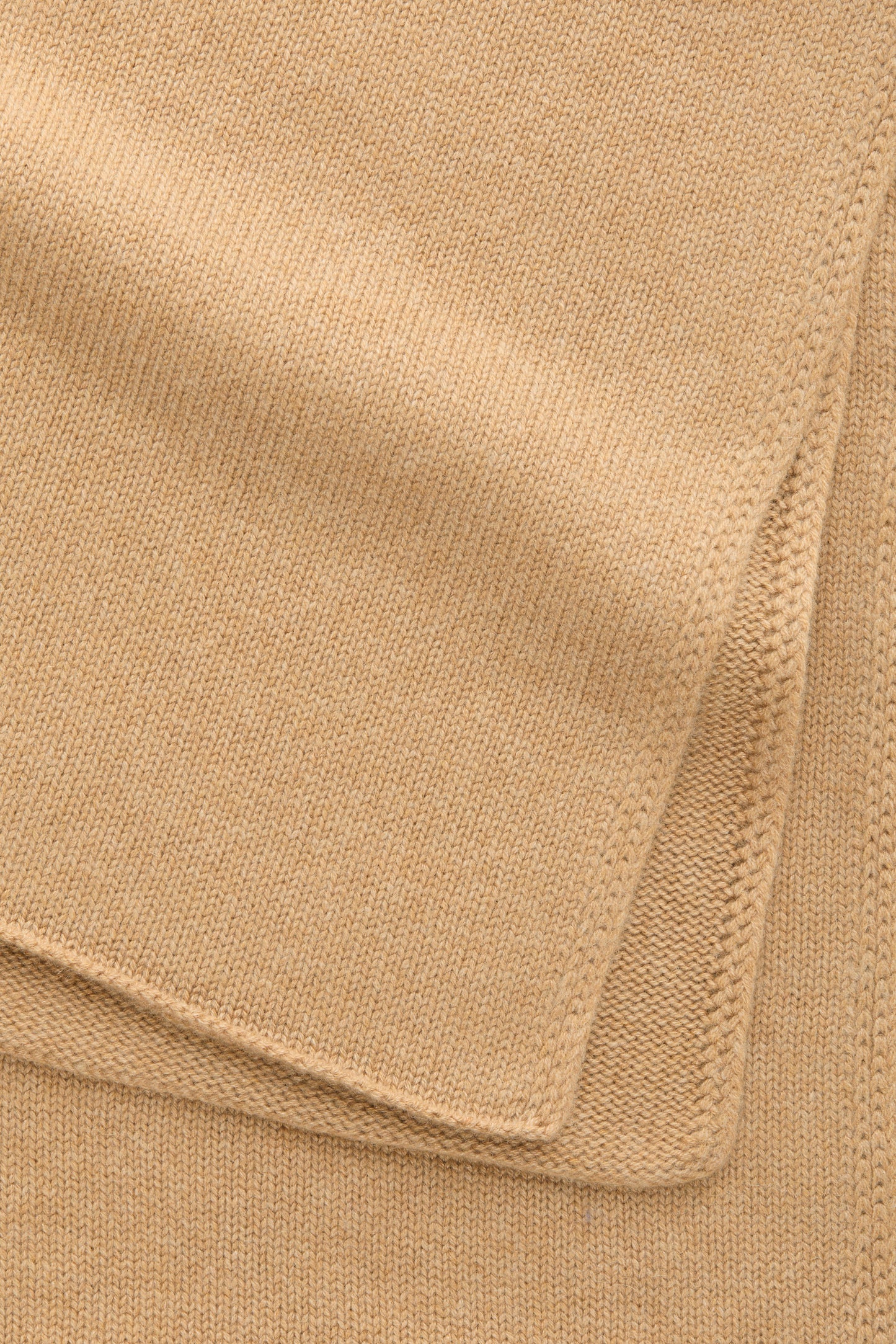 Knitted Maglia Rasata Cashmere Scarf Grano