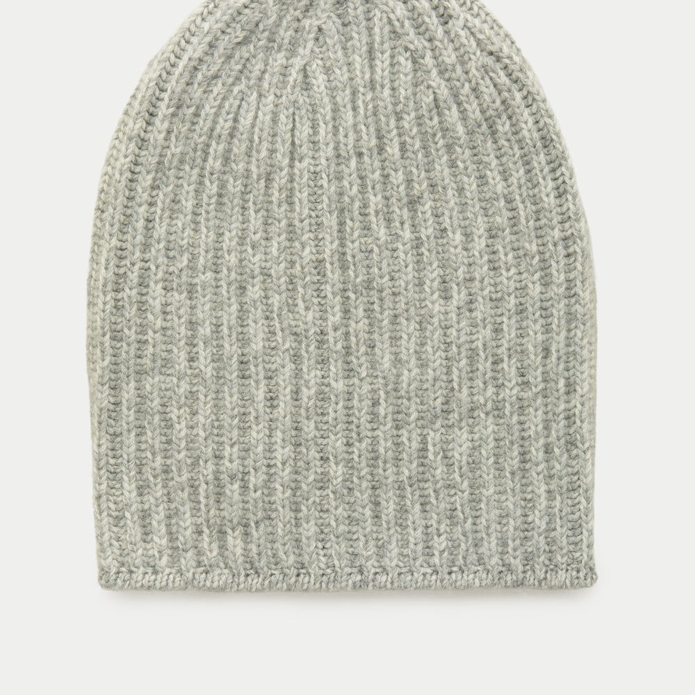 Watch Cap Cashmere Beanie Grey Moulinè