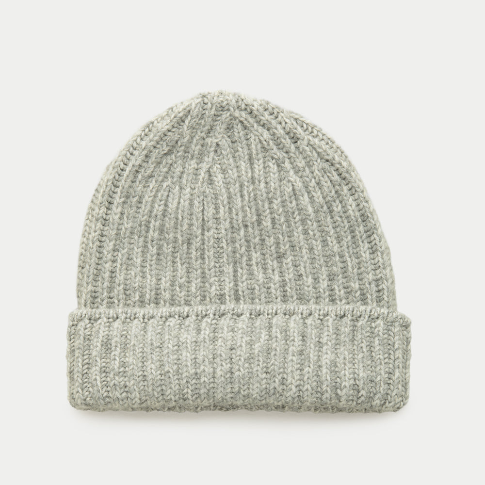Watch Cap Cashmere Beanie Grey Moulinè