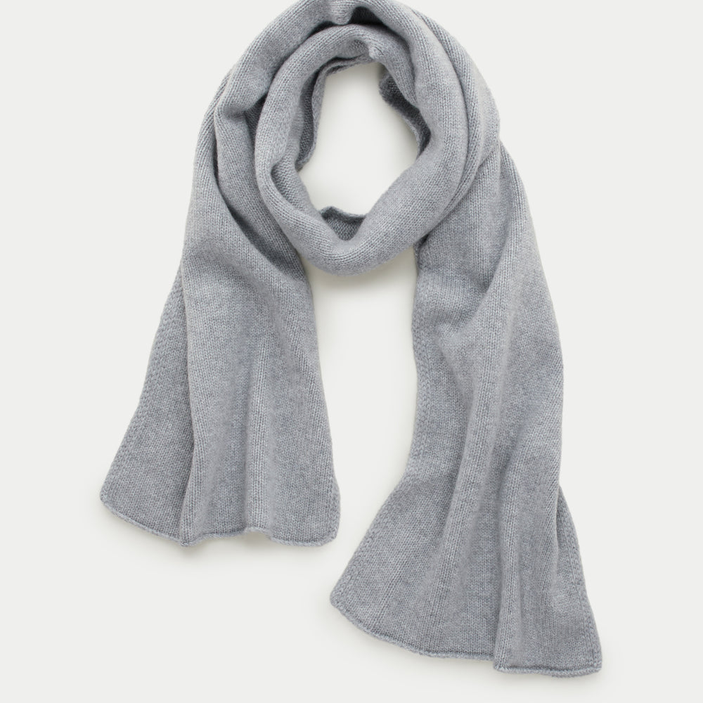 Knitted Maglia Rasata Cashmere Scarf Grigio Chiaro