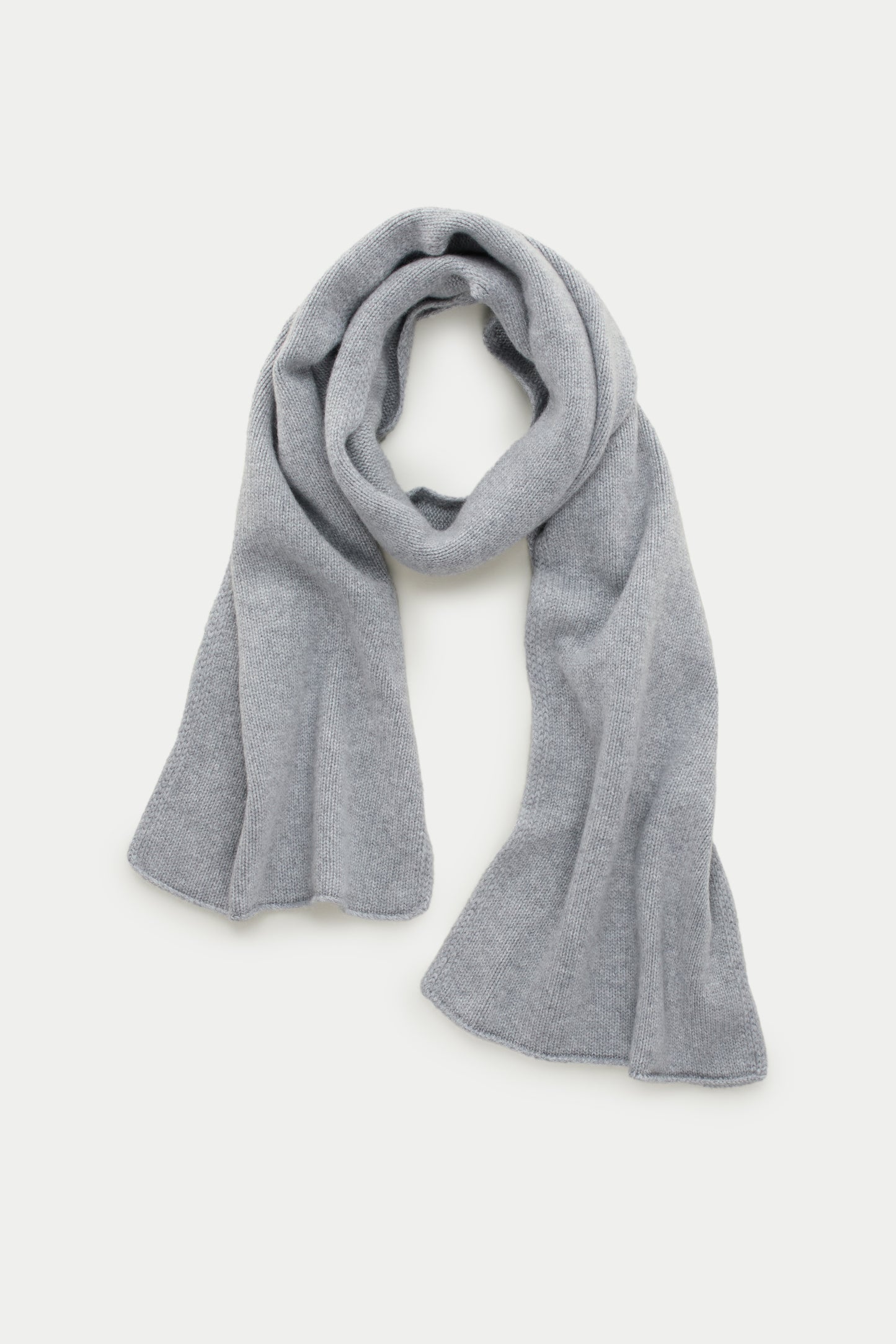 Knitted Maglia Rasata Cashmere Scarf Grigio Chiaro