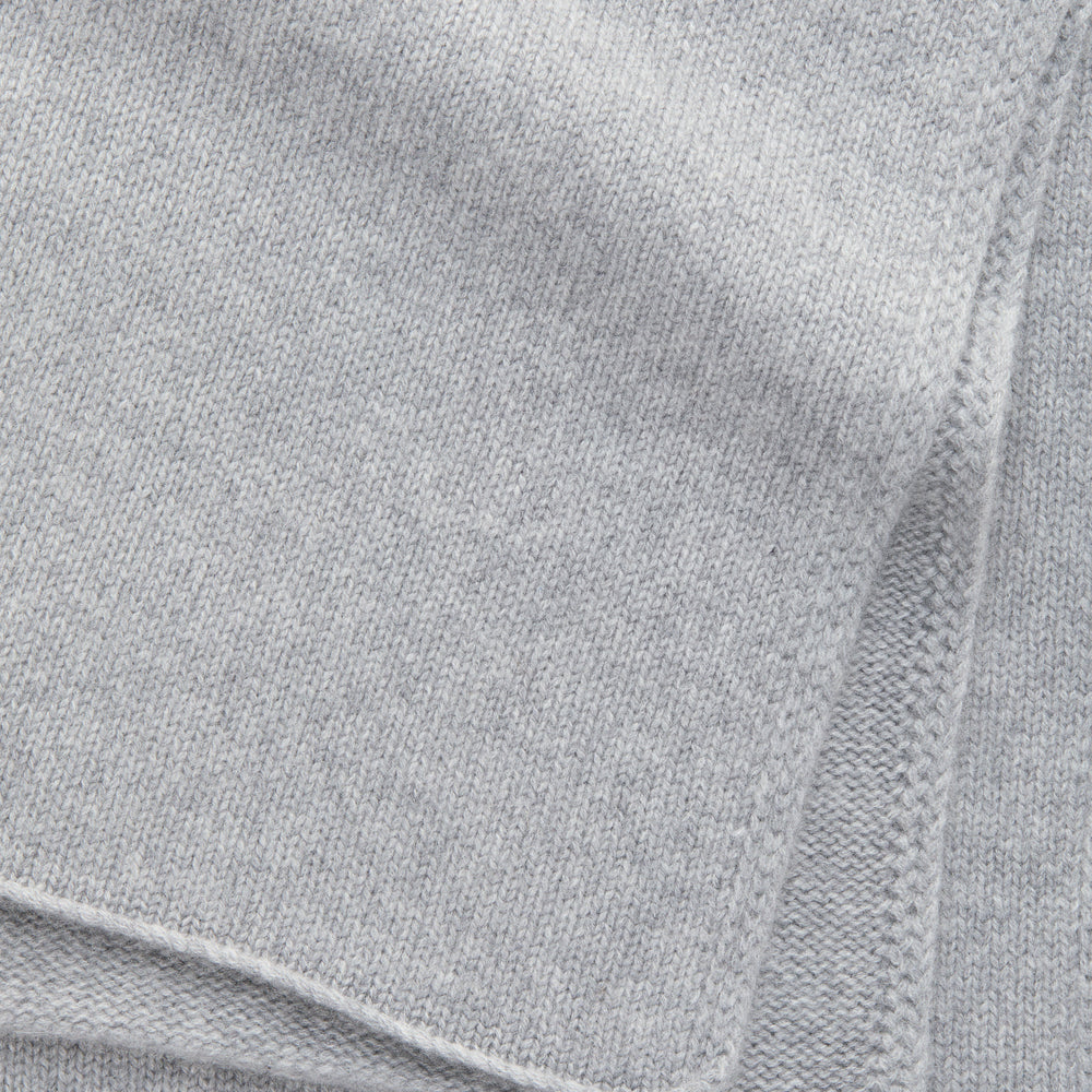 Knitted Maglia Rasata Cashmere Scarf Grigio Chiaro